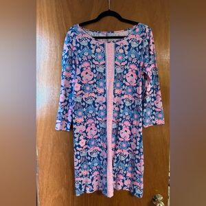 Floral Pink and Blue Shift Dress